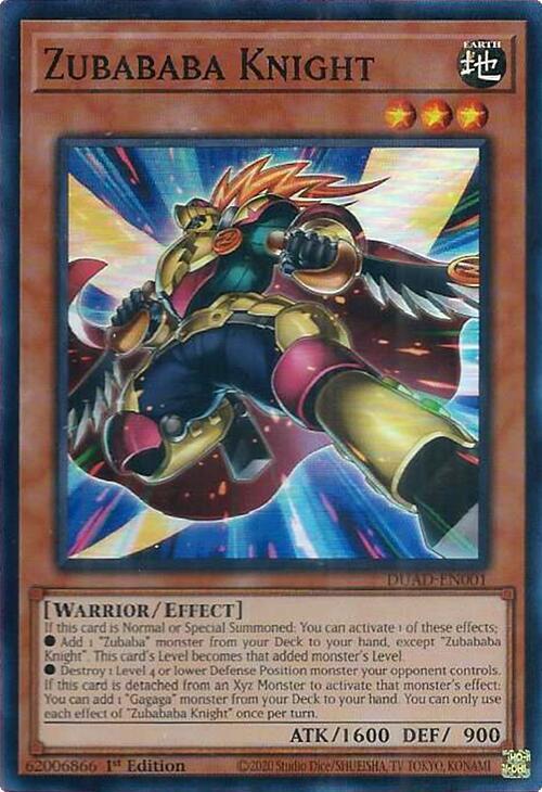 Zubababa Knight - Duelist's Advance DUAD-EN001 Super Rare